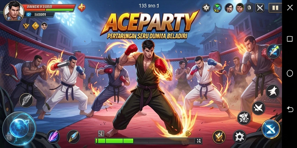 Gameplay menegangkan di ACEPARTY dengan karakter beraksi.