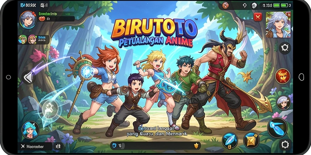 Tampilan menarik gameplay seru BIRUTOTO dengan karakter anime.
