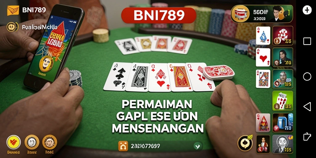 Tampilan gameplay menarik dari BNI789 yang menampilkan permainan Gaple.