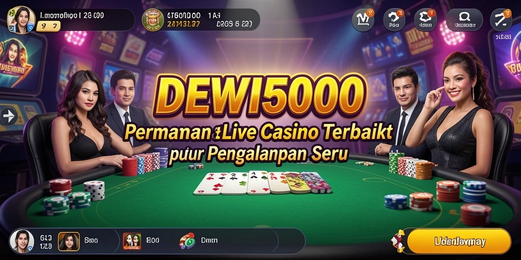 Tampilan menarik DEWI5000 dengan dealer langsung di permainan Live Casino.