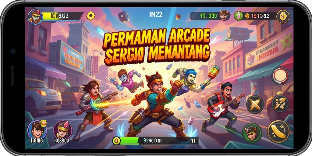 Tampilan gameplay <strong>IN22</strong> yang penuh aksi dan warna-warni.
