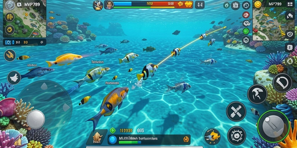 Tampilan gameplay <strong>MVP789</strong> dengan aksi menembak ikan yang seru.