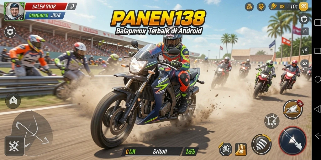 Tampilan menarik dari gameplay balapan motor di PANEN138.
