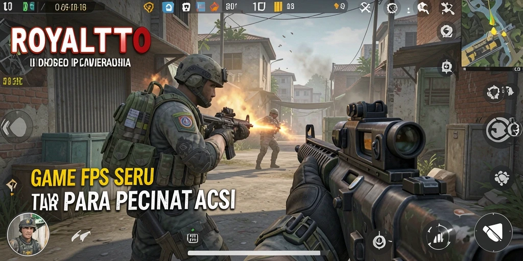 Tampilan gameplay seru di ROYALTOTO dengan aksi FPS mendebarkan.