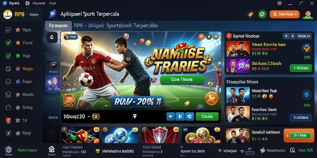 Tampilan utama <strong>RP8</strong> menampilkan pilihan taruhan olahraga yang beragam.