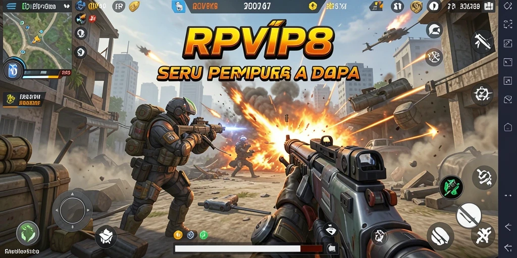 Screenshot gameplay RPVIP8 menampilkan aksi pertempuran yang mendebarkan.