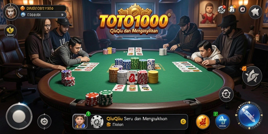 Screenshot gameplay TOTO1000 menampilkan aksi seru permainan QiuQiu.