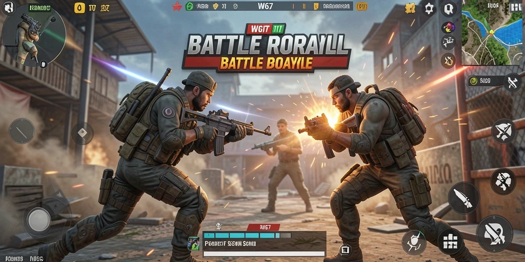 Gameplay seru dan intens dalam W67 yang penuh aksi Battle Royale.