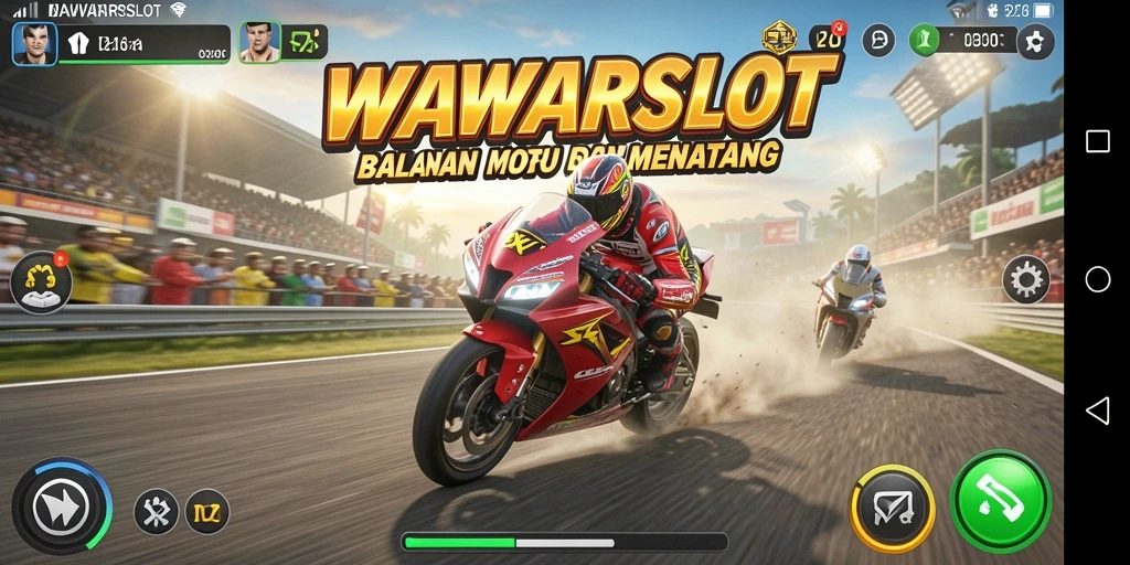 Tampilan gameplay WAWARSLOT dengan balapan motor yang seru.