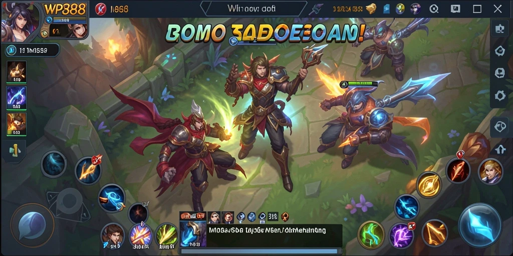 Tangkapan layar gameplay WP888 penuh aksi dan strategi MOBA.